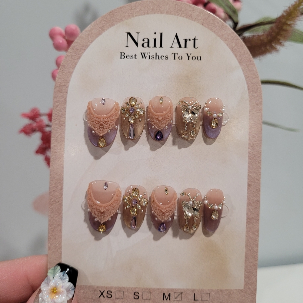 Purple And Nude Press On nails